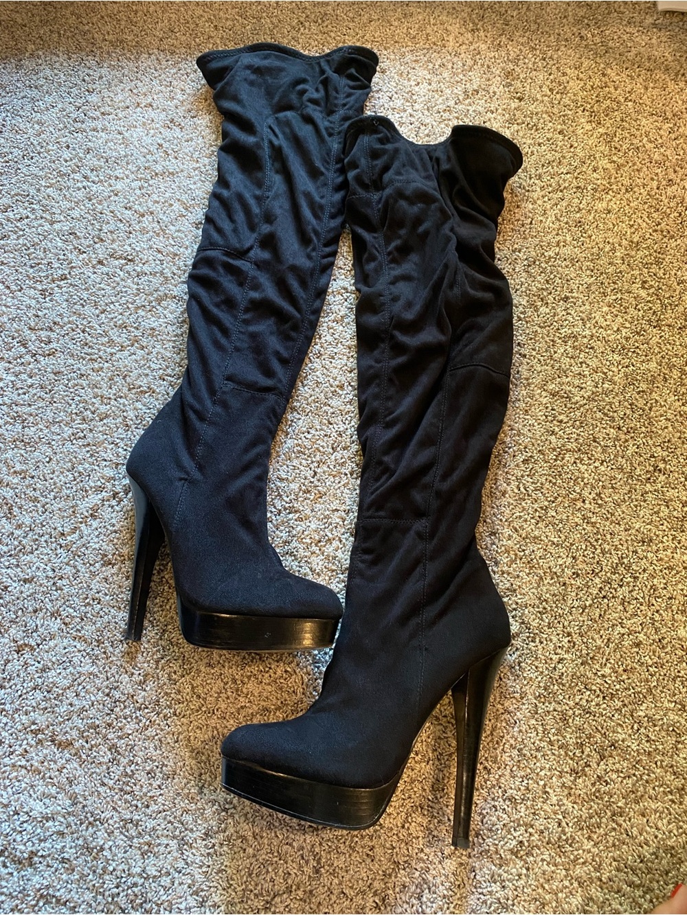 bebe Women's Black Over-the-Knee Platform Boots - US 9